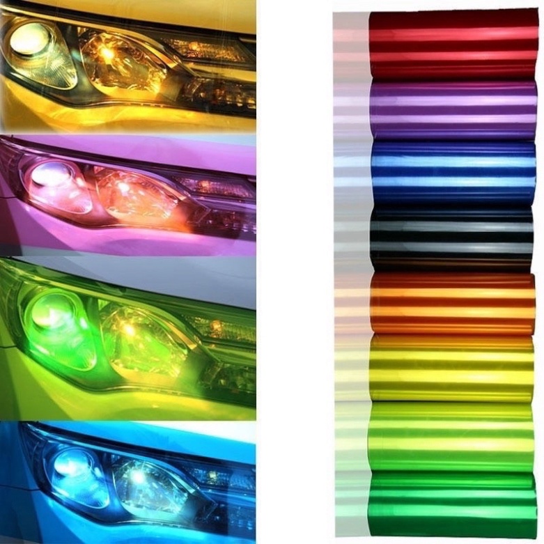 Giấy decal 7 màu dán pha đèn xe máy, ô tô, đủ màu sắc - dài 1m, rộng 60 cm cam kết uy tín