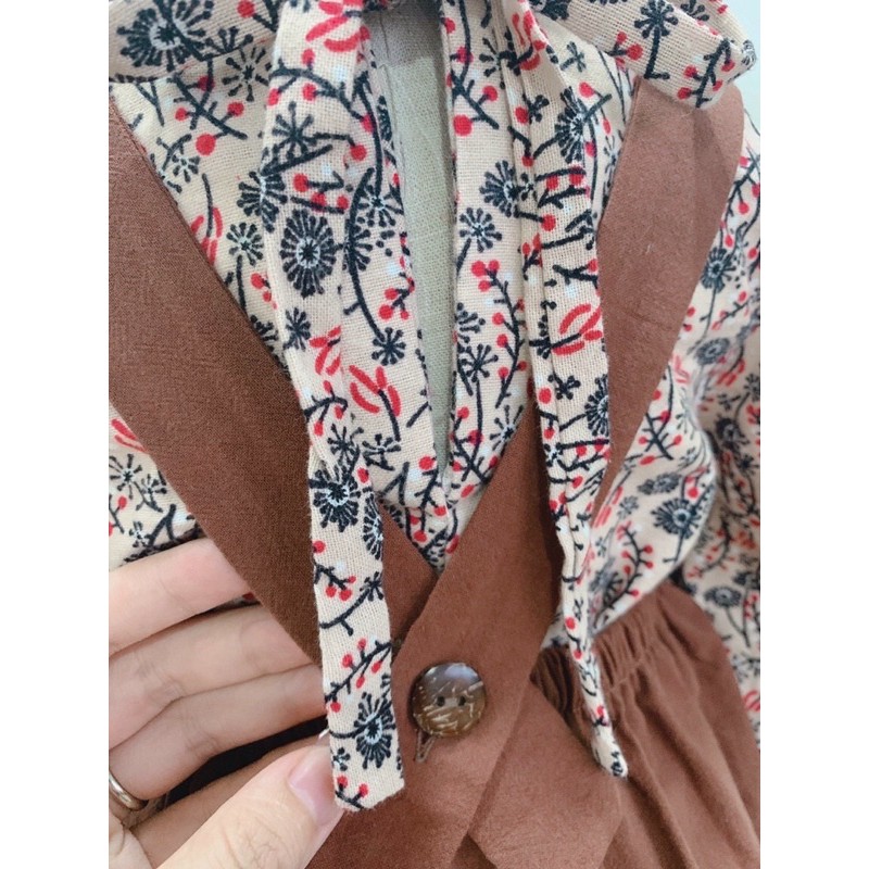 Đầm Cho Bé Gái - VÁY YẾM CHO BÉ GÁI Hàng Thiết Kế Cao Cấp VNXK YẾM NÂU ĐẤT