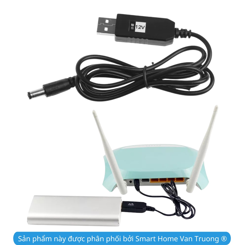 Dây Cáp Nguồn Usb 5v Sang 12,6V chân 5,5mm 2.1mm dùng Wifi khi mất điện