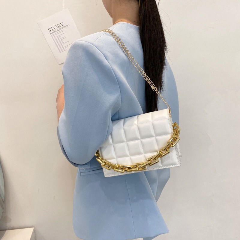 Túi Đeo JASMIN NOIR Chéo Da Pu Họa Tiết Kẻ Sọc Phối Dây Xích Thời Trang Cho Nữ