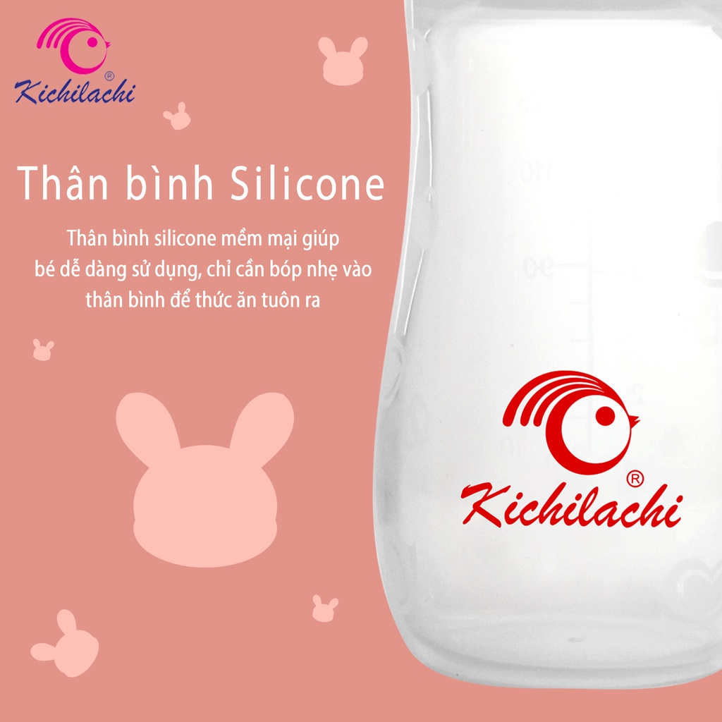 Bình Thìa Silicone Ăn Dặm 125ml Kichi Cho Bé Kichilachi Kichi