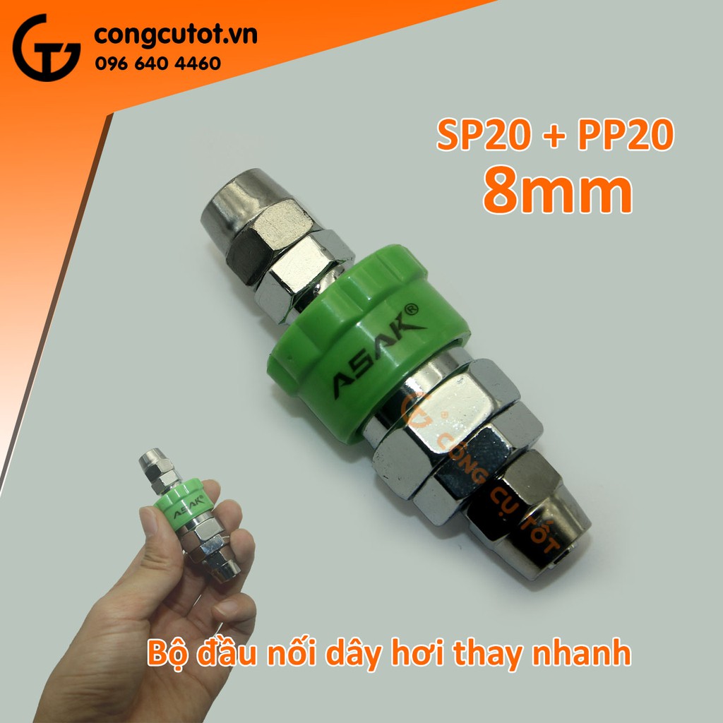 Đầu nối dây hơi thay nhanh Asak SP20 - PP20