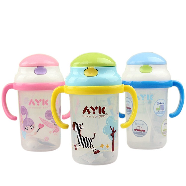 Bình tập uống cho bé AYK 180/260ml (tặng kèm cọ ống hút)