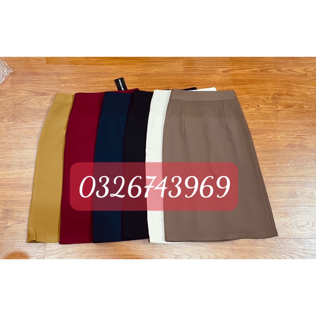 Chân váy dài midi chữ A xẻ sau chất tuyết mưa cao cấp A70