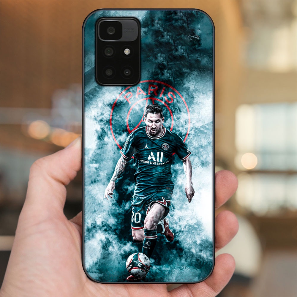 Ốp lưng Xiaomi Redmi 10 viền đen in hình Lionel Messi Barcelona PSG