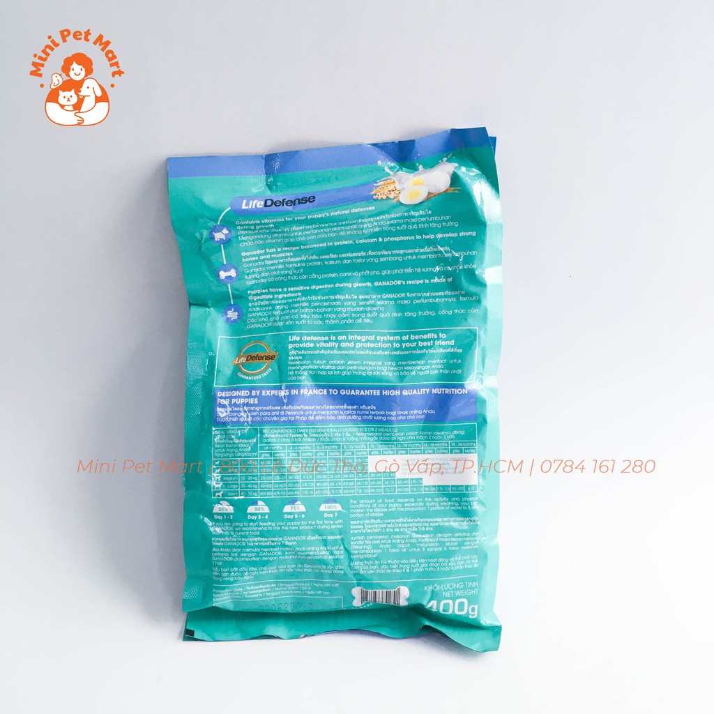 Thức ăn hạt cho chó con GANADOR 400g - Vị trứng và sữa