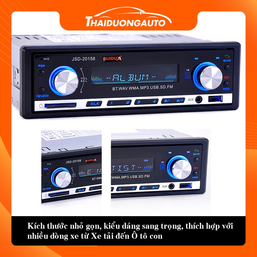 Đầu Nghe Nhạc MP3 Hỗ Trợ Bluetooth Kiêm Đài FM Cho Ô Tô JSD-20158 HL1102