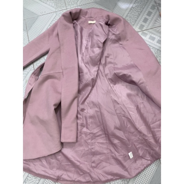 Áo khoác dạ dáng váy màu hồng phấn dễ thương