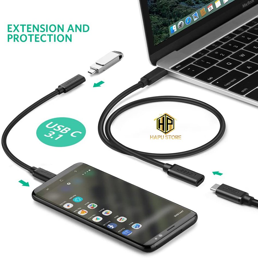  Cáp nối dài USB Type C Ugreen 40574 dài 0,5m chính hãng - Hapustore | BigBuy360 - bigbuy360.vn