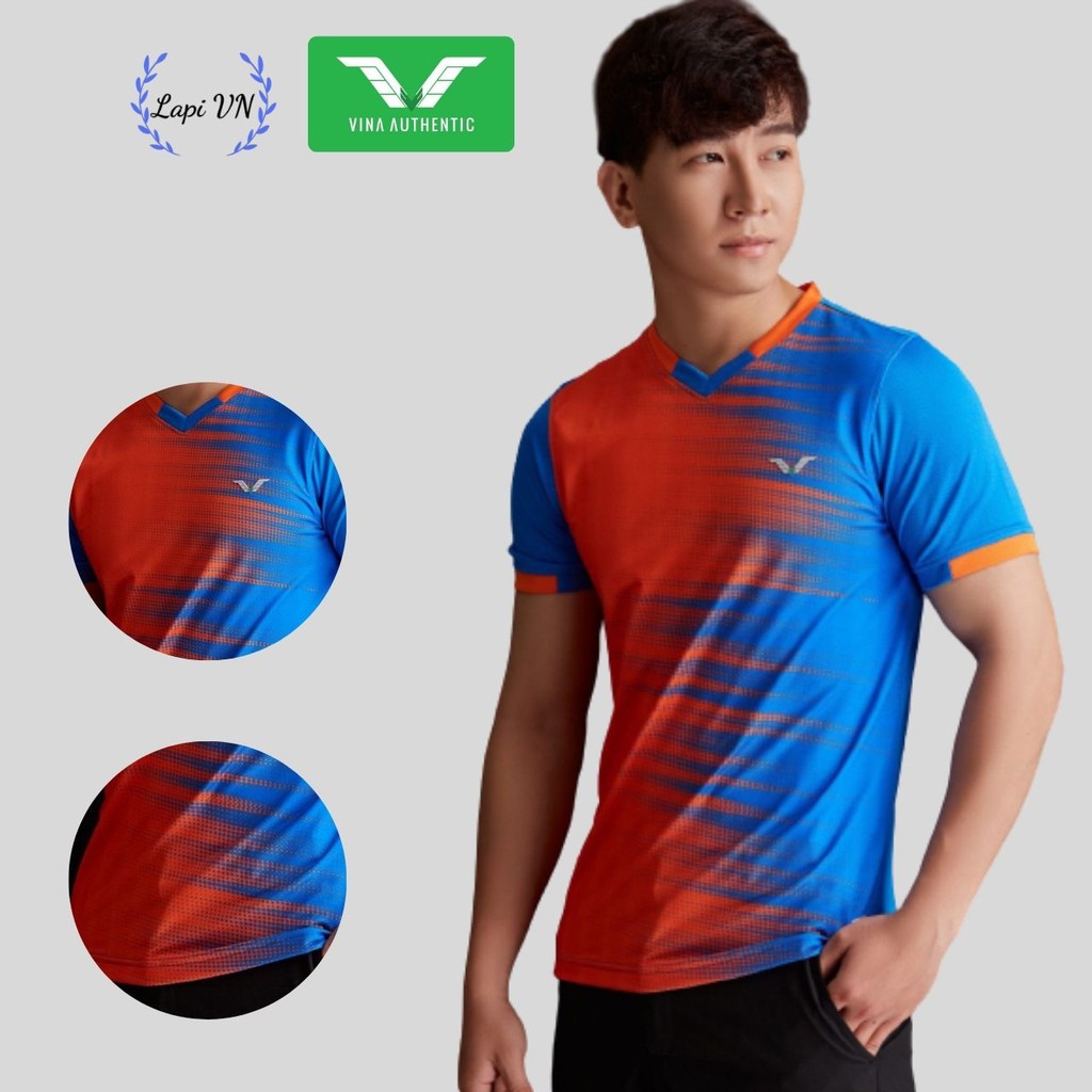 Áo Cầu Lông Nam Cổ Tròn AVT06 Vina Sport- Lapi VN Áo Tập Gym Tennis , Chất Thun Thấm Hút Mồ Hôi, Thoáng Mát, Full Size