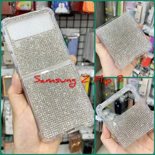 Ốp lưng Samsung Zflip 3/ Z Flip 3 viền dẻo lưng đính đá lấp lánh sang chảnh