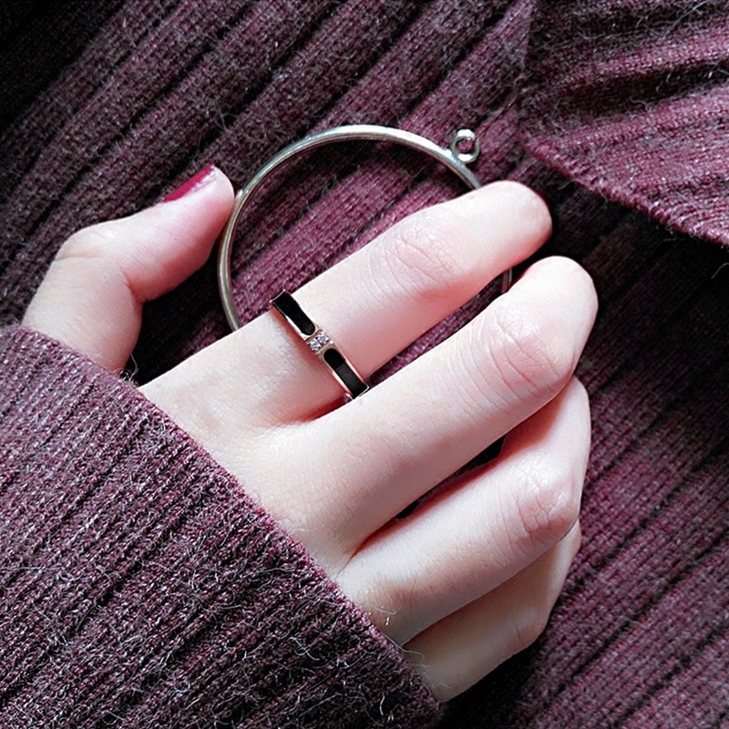 Nhẫn cưới bằng thép titan chống gỉ đính kim cương giả màu vàng hồng thời trang cho cặp đôi