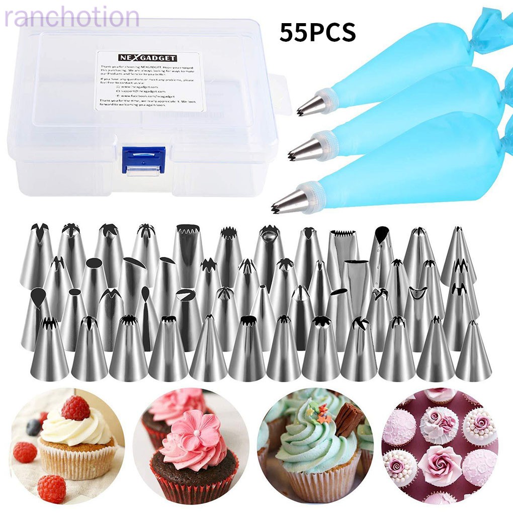 Set 55 Dụng Cụ Bắt Bông Kem Trang Trí Bánh Với 6 Đầu Thay Thế Tiện Dụng