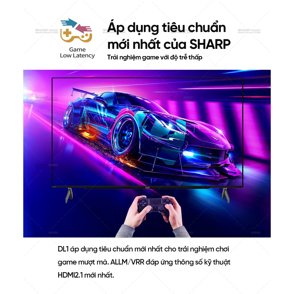 TV Sharp 50inch 4T-C50DK1X LED 4K Ultra HD Hàng Malaysia, Android 11.0