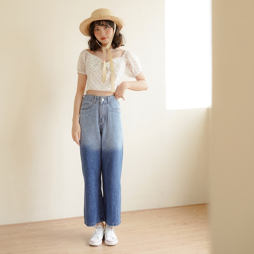 BLEUBIRD Quần denim giặt mài Washed Jeans