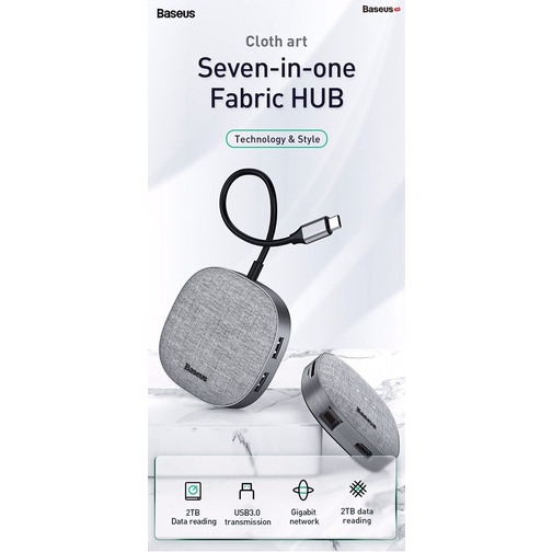 Hub chuyển đổi đa năng Baseus Fabric Series 7 in 1 Type-C Multifunctional