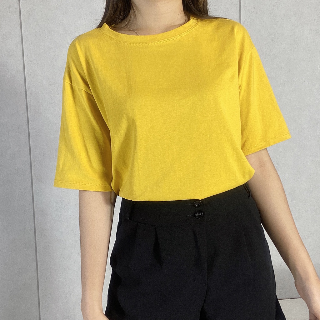 Áo Phông Áo Thun Nữ Trơn form rộng ảnh thật ulzzangstyle chất cotton khô sịn