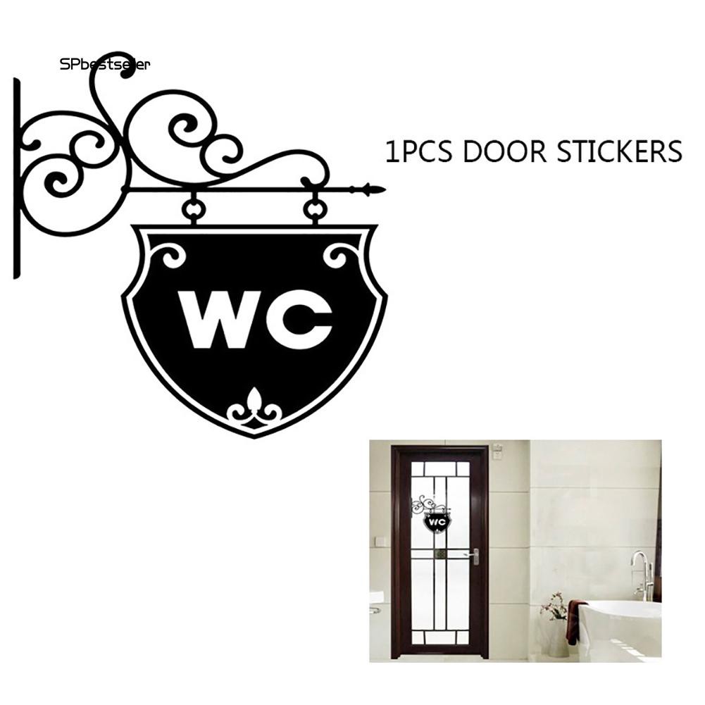 Miếng dán trang trí cửa có chữ WC chất liệu PVC kích thước 20x25cm