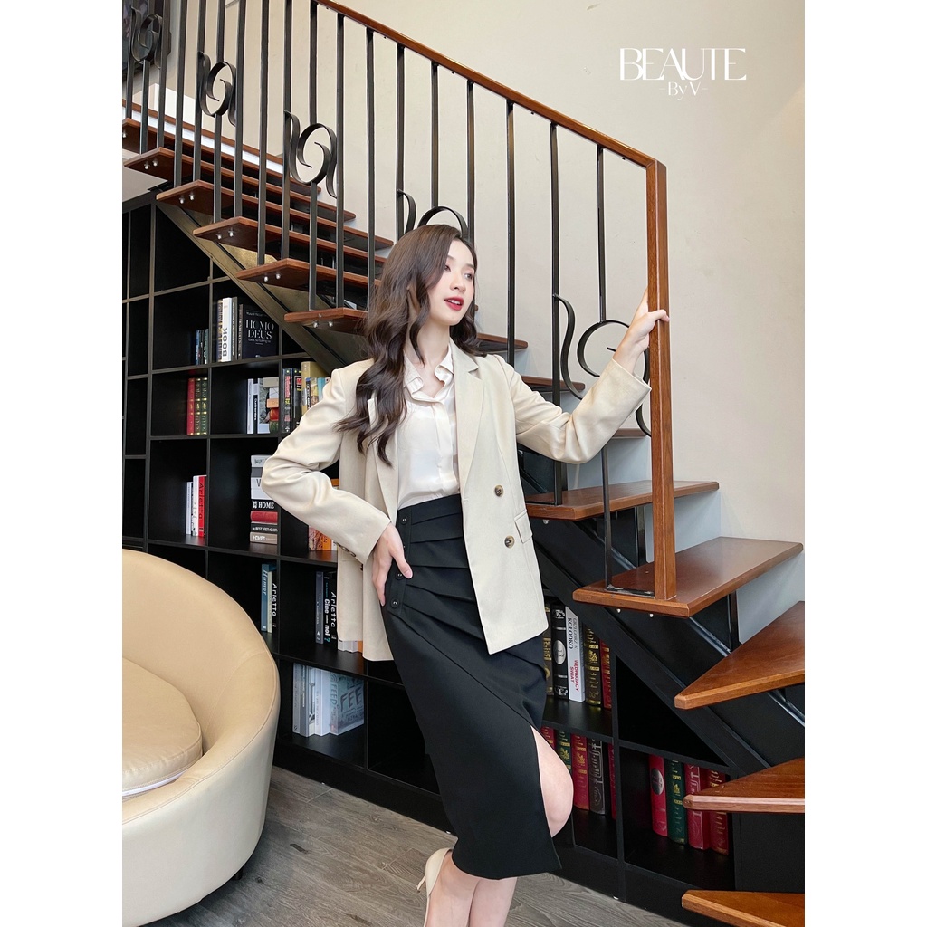 BEAUTEBYV - Áo blazer nữ 4 khuy Ganni