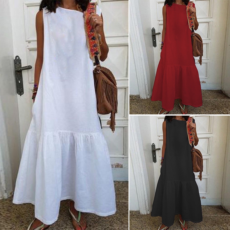 Đầm Maxi sát nách form rộng ZANZEA thời trang mùa hè dành cho nữ | BigBuy360 - bigbuy360.vn