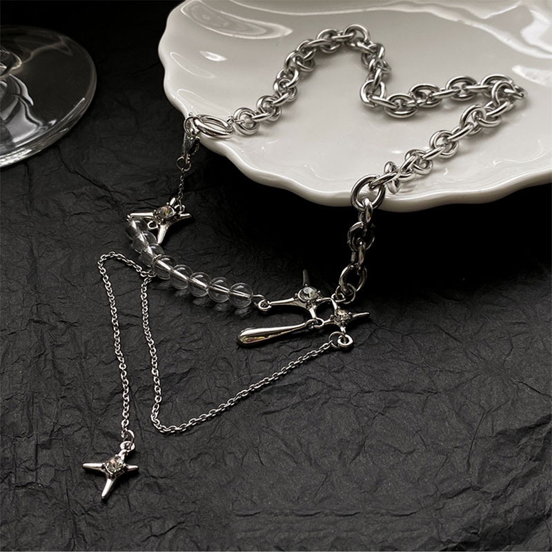 Dây Chuyền Mặt Hình Thánh Giá Đính Đá Zircon Phong Cách Hip Hop Punk Hàn Quốc 19A1293