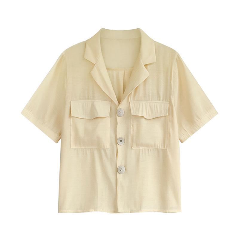 Áo Sơ Mi Tay Ngắn Dáng Ôm Che Bụng Thời Trang Mùa Hè Hàng Mới Dành Cho Bạn Nữ