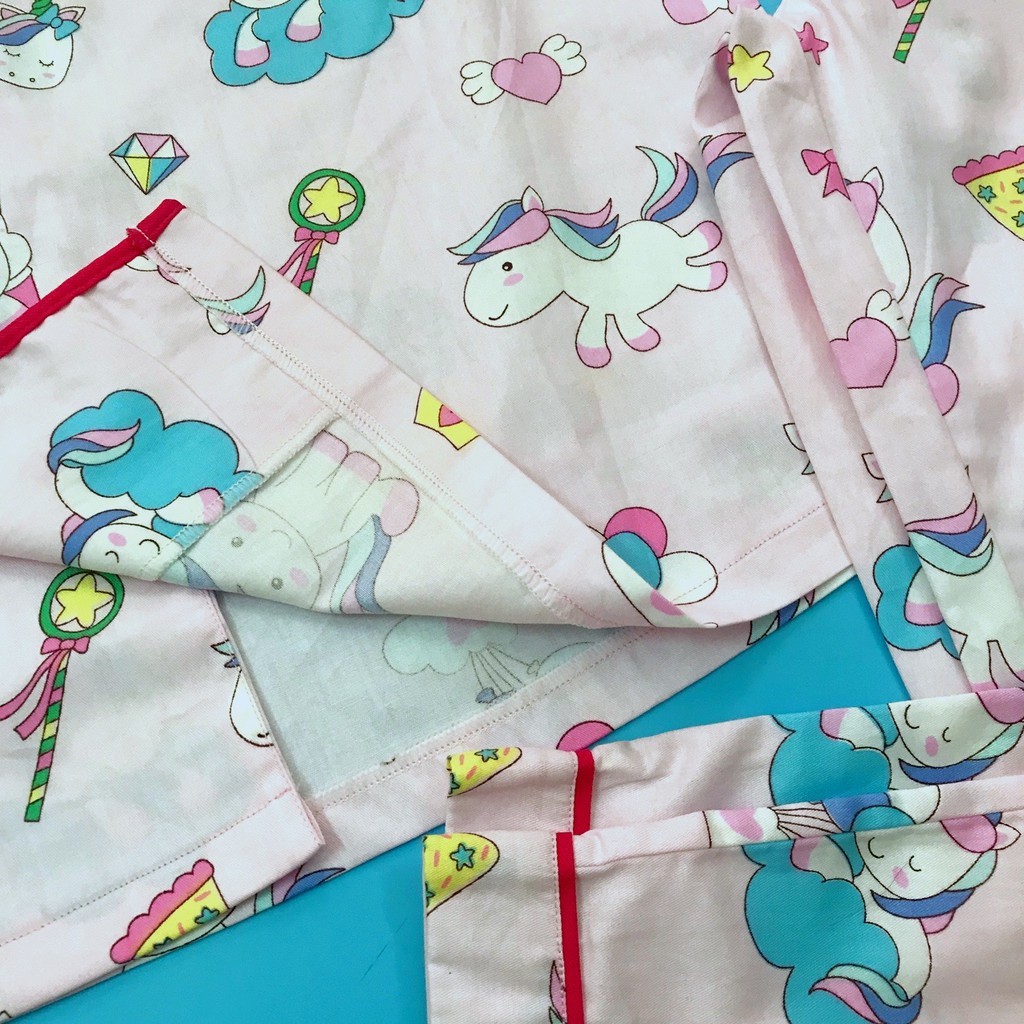 Pijama dài cho bé mặc ngủ vải cotton hút mồ hôi Pony vàng hồng 10-45kg