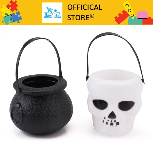 Giỏ Đựng Kẹo Mini Trang Trí Tiệc, Lễ Hội Hóa Trang Halloween Hình Đầu Lâu/Hũ Phù Thủy/Bí Ngô
