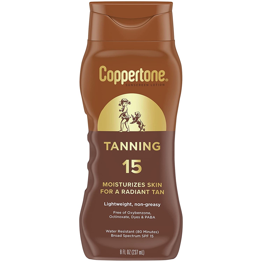 Dưỡng thể tắm nắng bảo vệ da Coppertone Tanning Sunscreen Lotion SPF 15 237ml (Mỹ)