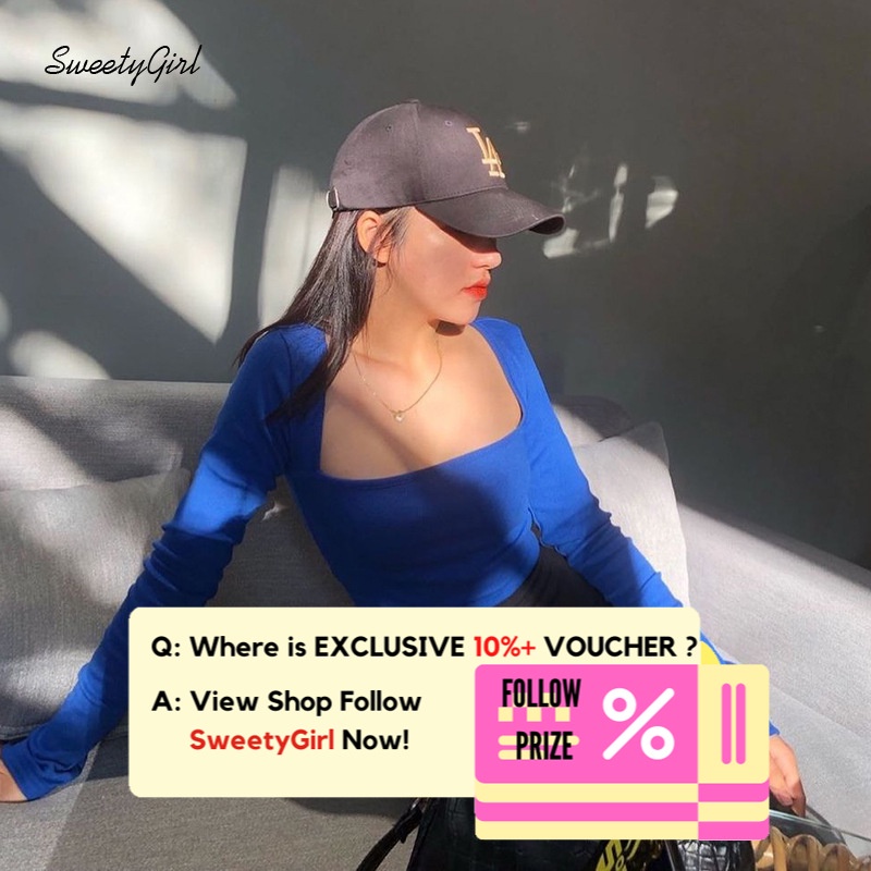 Áo Croptop Cổ Vuông Tay Dài Màu Trơn Thời Trang 2022 Quyến Rũ Cho Nữ