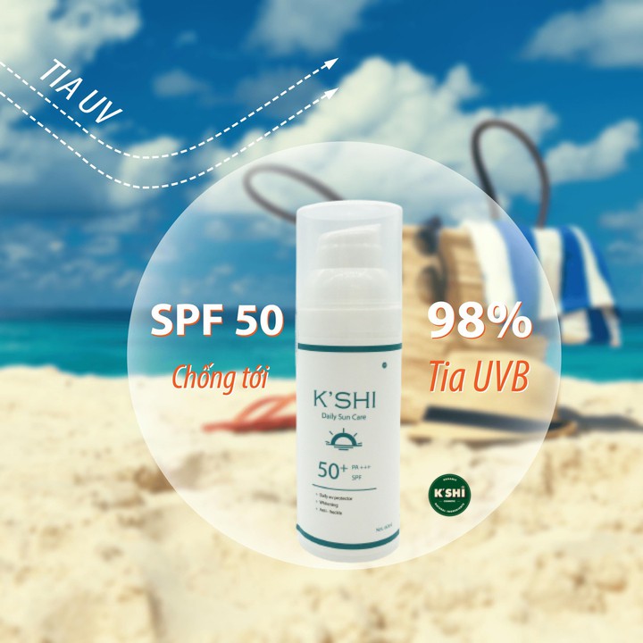 Kem Chống Nắng K’shi Bảo Vệ Và Dưỡng Trắng Da KSHI Daily Sun Care 60ml SPF 50+ PA+++ Hàn Quốc (Ưu Đãi sock)