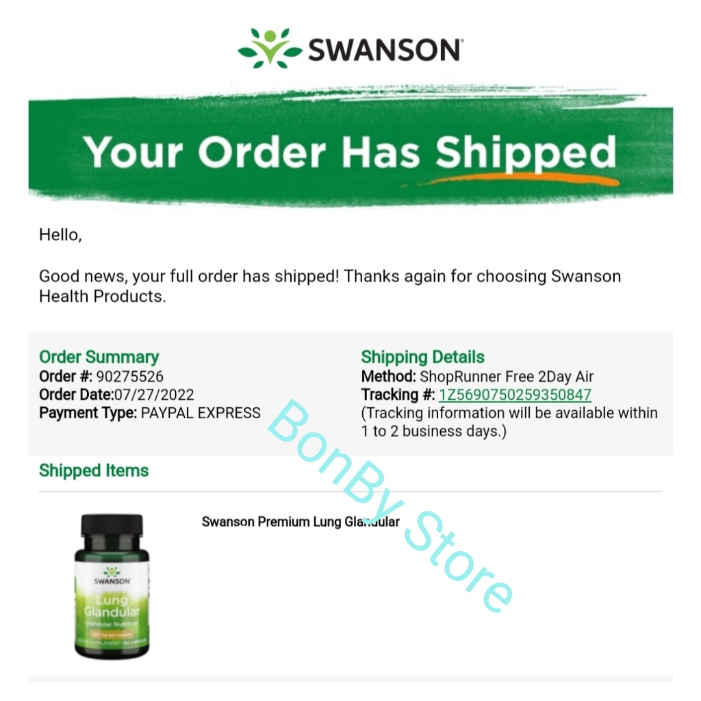 (Bill hãng) Viên uống bổ phổi, giải độc phổi Lung Glandular Swanson 60 viên.