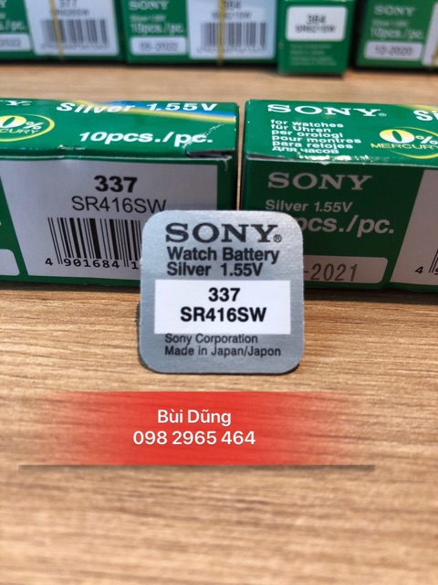 Viên Pin Đồng Hồ Sony 337 SR416SW - pin sony 416 - pin 337 chính hãng vỉ 1 viên