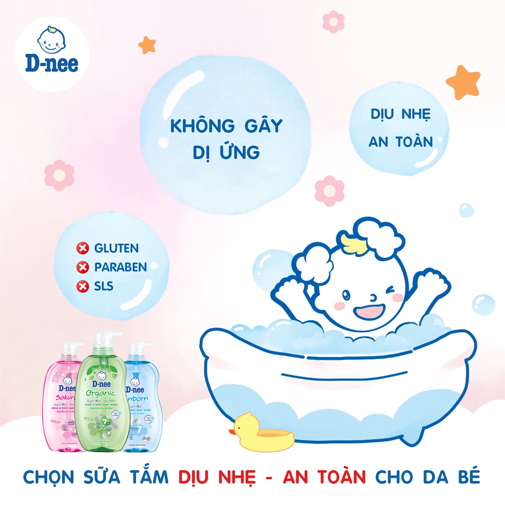 Sữa tắm gội DNEE Sơ Sinh (0-3 tuổi), An toàn dịu nhẹ cho bé sơ sinh, Không cay mắt, Không gây dị ứng (TAM ĐẠI THỊNH)