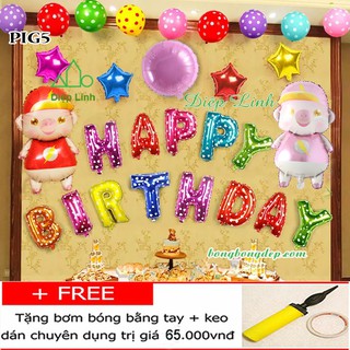 Sét bóng trang trí sinh nhât mẫu heo