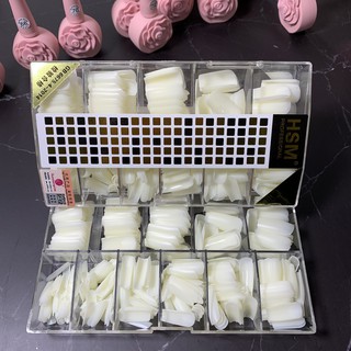 Móng up vuông hsm mặt nhám sẵn - hộp đủ size 500 móng từ 0-9