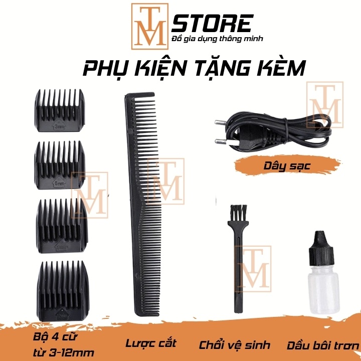 Tông đơ cắt tóc JICHEN chính hãng đi kèm phụ kiện chuyên nghiệp - Tông đơ hớt tóc trẻ em bảo hành 12 tháng