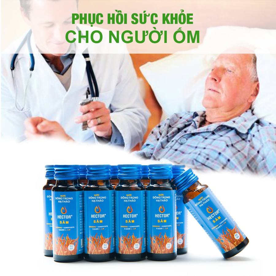 Nước uống đông trùng hạ thảo Hector sâm ✅ 1 hộp 10 chai - Mỗi chai 50ml ✅ Cam kết sản phẩm chính hãng