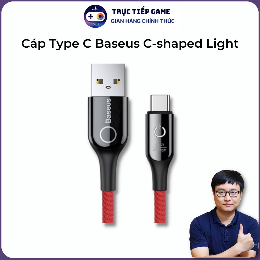 Cáp Type C Baseus C-shaped Light (Cáp tự ngắt)