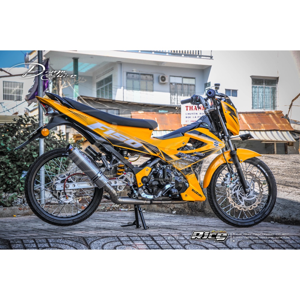 Tem Rời Dán Xe Raider Xăng Cơ 2014 Mẫu Vàng Đen Trắng Chữ F150 Cực Đẹp, Hàng 3 Lớp Chất Lượng Cao .Team Decal