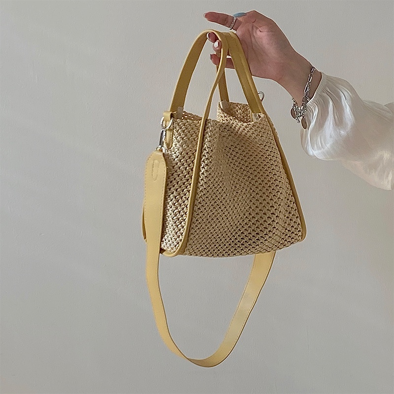 Túi đeo vai IELGY đan cói màu sắc tương phản thời trang cho nữ