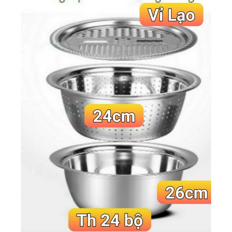 Bộ nạo rau củ 3 món bằng Inox kiêm chậu thoát nước đa năng 3 in 1 siêu tiện dụng siêu tiện dụng