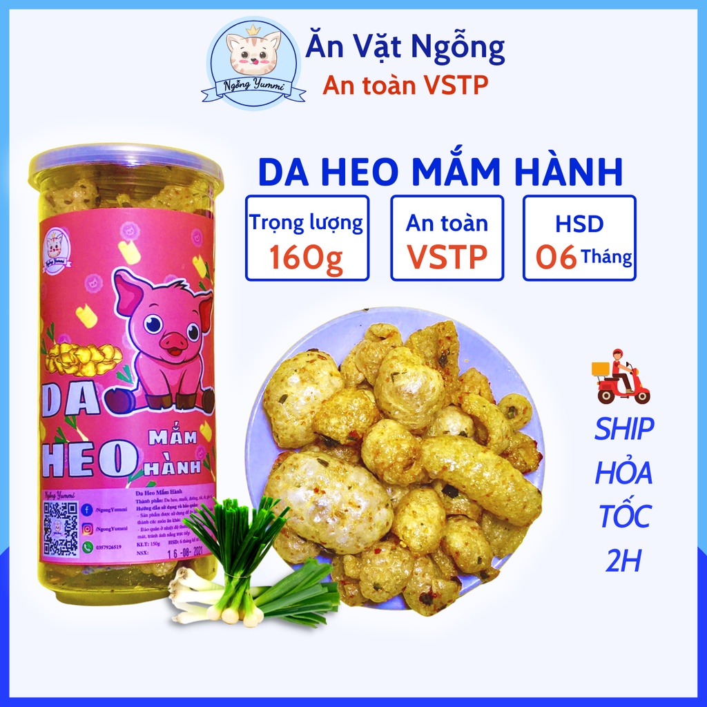 Da Heo Mắm Hành 160g Ăn Vặt Ngỗng, Da Heo Bì Heo Chiên Giòn Loại 1, Đồ Ăn Vặt Hà Nội Vừa Ngon Vừa Rẻ, An Toàn VSTP