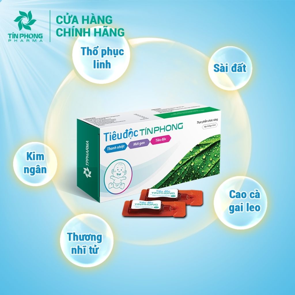 Tiêu Độc TÍN PHONG Giúp Giải Độc Gan, Làm Mát Gan, Thanh Nhiệt, Giảm Mẩn Ngứa, Mề Đay An Toàn Tiện Lợi Hộp 18 Ống TTP005