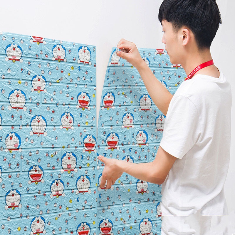 Miếng Dán Tường 3D Hình Doraemon Chống Nước