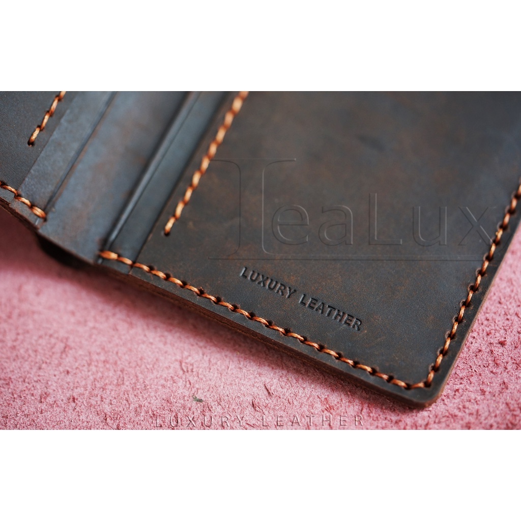 Ví Đứng Da Sáp Mini Handmade LEALUX The Stand Wallet Mini