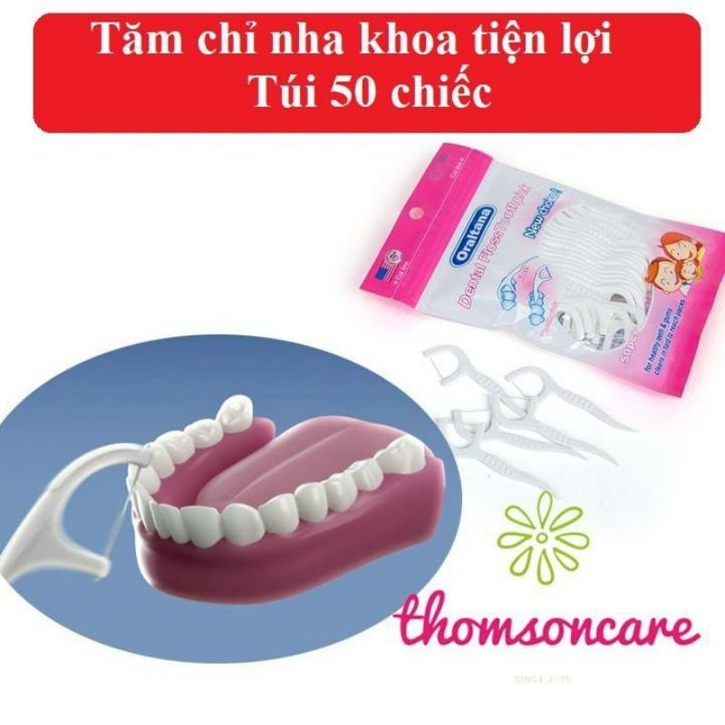 (HÀNG CTY)TÚI 50 CHIẾC TĂM CHỈ NHA KHOA ORALTANA TANAPHAR