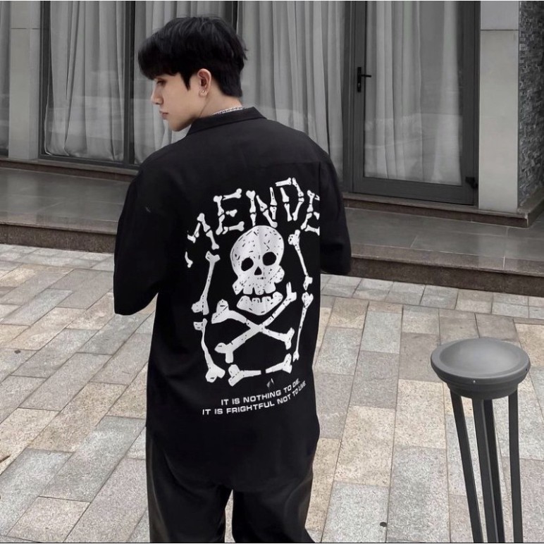 Áo sơ mi họa tiết nam nữ Xương fulltag unisex form rộng | BigBuy360 - bigbuy360.vn