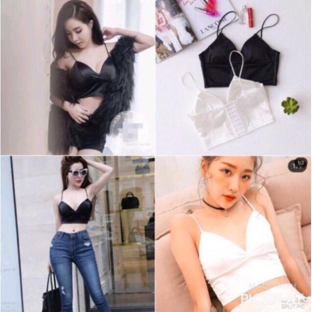 ÁO BRA LỤA PHI BÓNG 8 NẤC CÀI SIÊU SEXY Đẹp