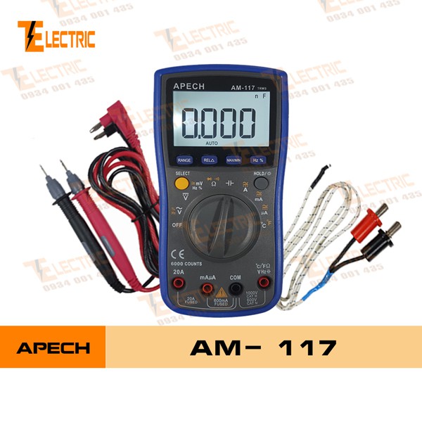 Apech AM - 117 Đồng Hồ Đo Điện Vạn Năng TRUE-RMS Đo Tụ Đo Tần Số Đo Nhiệt Độ Apech AM-117